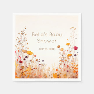 Serviette En Papier Invitation Baby shower Fleur sauvage d'automne