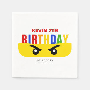 Serviette En Papier Invitation d'anniversaire Briques Blocs Ninja Yeux
