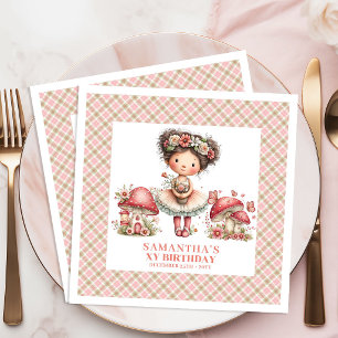 Serviette En Papier Invitation d'anniversaire Fée Rose Floral Magique