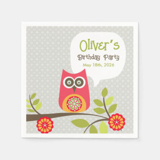 Serviette En Papier Invitation d'anniversaire mignonne de hibou de for
