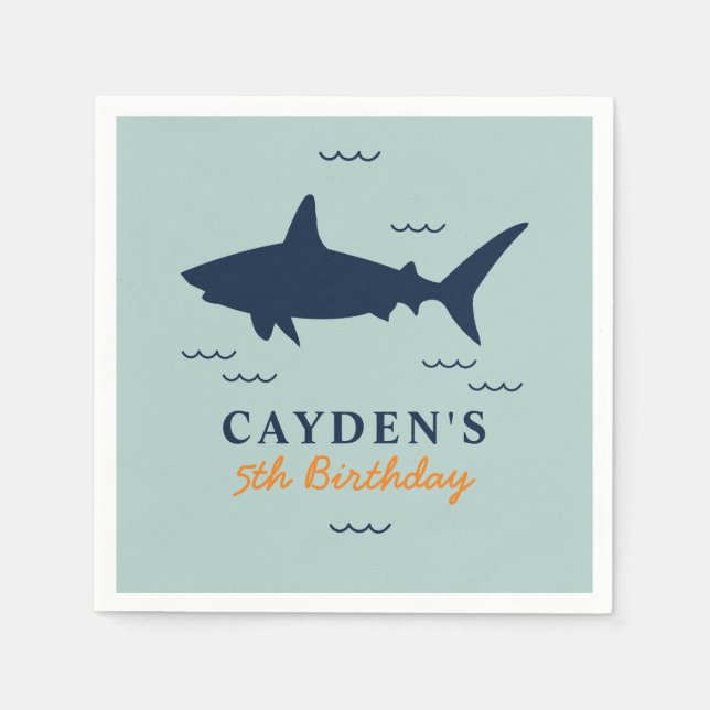 Serviette En Papier Invitation de fête d'anniversaire de requin (Devant)