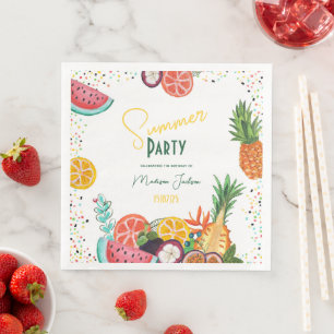 Serviette En Papier Invitation de fête d'été fruit tropical jaune