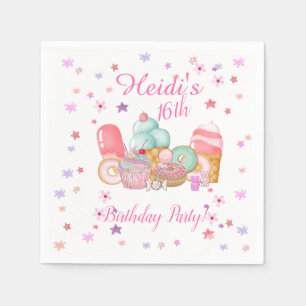 Serviette En Papier Invitation de fête douce, Anniversaire modifiable