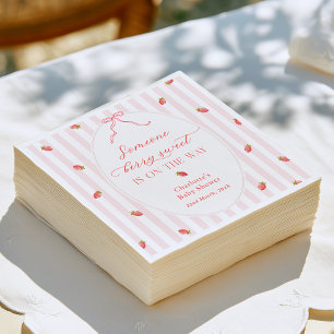 Serviette En Papier Invitation pour Baby Shower aux rayures roses et t