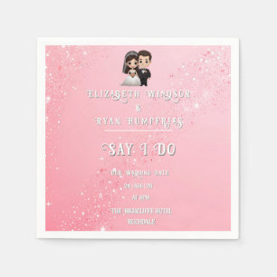 Serviette En Papier Invitations de mariage rose avec étincelles de dia