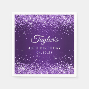 Serviette En Papier Invité d'anniversaire 40 ans ombré violet royal pa