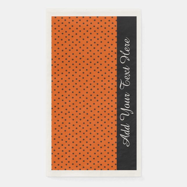 Serviette En Papier Invité En Papier Pois Orange Et Noir Retro (Devant)