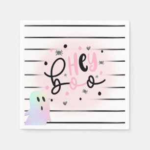 Serviette En Papier Iridescente Ghost Hey Boo Pastel Halloween Anniver