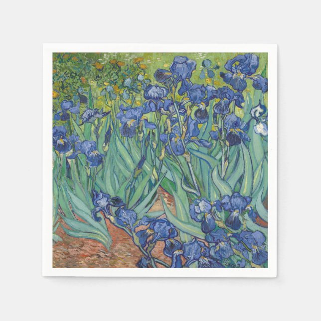 Serviette En Papier Iris, Peinture à l'huile florale, Vincent Van Gogh (Devant)