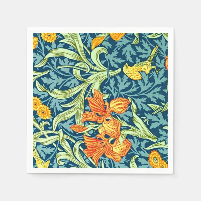 Serviette En Papier Iris, un motif de William Morris, (Devant)