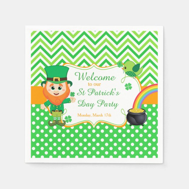 Serviette En Papier Irish Leprechaun St Patrick's Day Party (Devant)