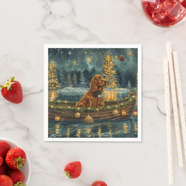 Serviette En Papier Irish Red Setter Christmas Festive Voyage (En situation)