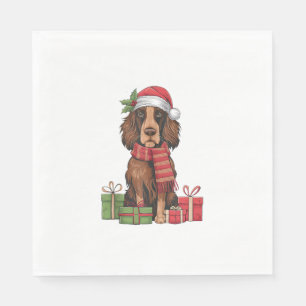 Serviette En Papier Irlandais Setter Chien vêtements de Noël Santa Hat