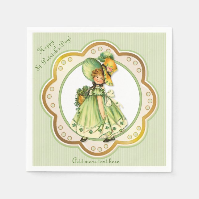 Serviette En Papier Irlandais Shamrock Floll Girl Napkins (Devant)