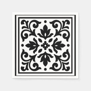 Serviette En Papier Ironlace Noir & Blanc Vintage 