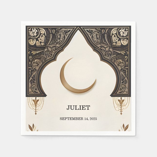 Serviette En Papier Islam Nikah Arabe Walima Fête de Fiançailles Musul (Devant)