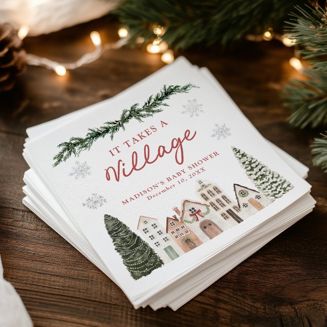 Serviette En Papier It Takes a Village Snowflake Winter Baby Shower (Créateur téléchargé)