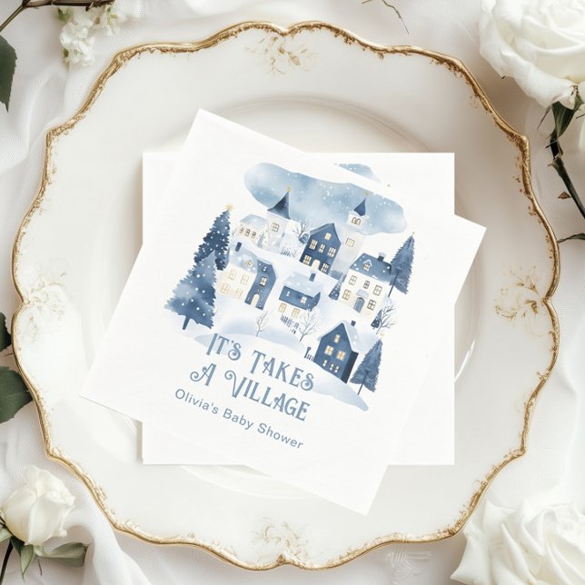 Serviette En Papier It Takes a Village Winter Snow Baby Shower (Créateur téléchargé)