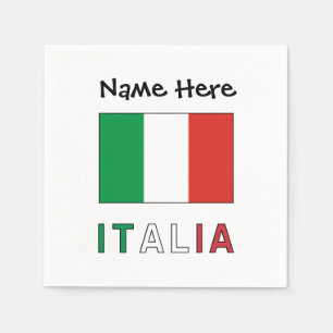 Serviette En Papier Italia et Drapeau Italien avec Votre Nom