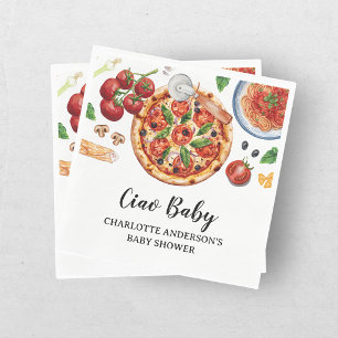 Serviette En Papier Italian Ciao Baby Pizza Fête de Naissance Rouge Ba