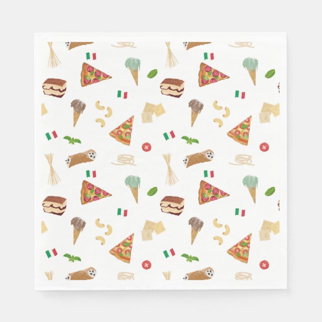 Serviette En Papier Italian Food Pizza Pasta Tiramisu Pattern (Devant)