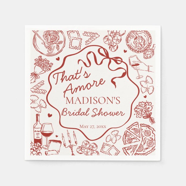 Serviette En Papier Italian Pasta Thats Amore Bridal Shower (Devant)