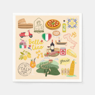 Serviette En Papier Italie Symboles Amateurs de voyage