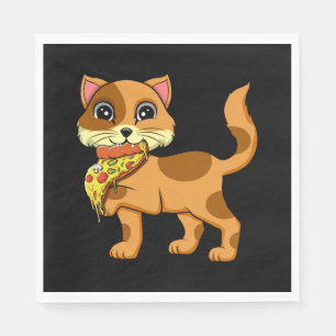 Serviette En Papier Italien Pizza Pie Amoureux des chats Chat Whispere