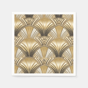 Serviette En Papier ivoire d'or motif Art déco