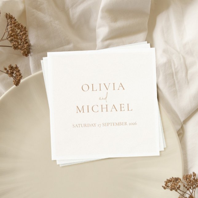 Serviette En Papier Ivoire simple et Mariage moderne Tan (Simple Ivory and Tan Modern Wedding Napkins)