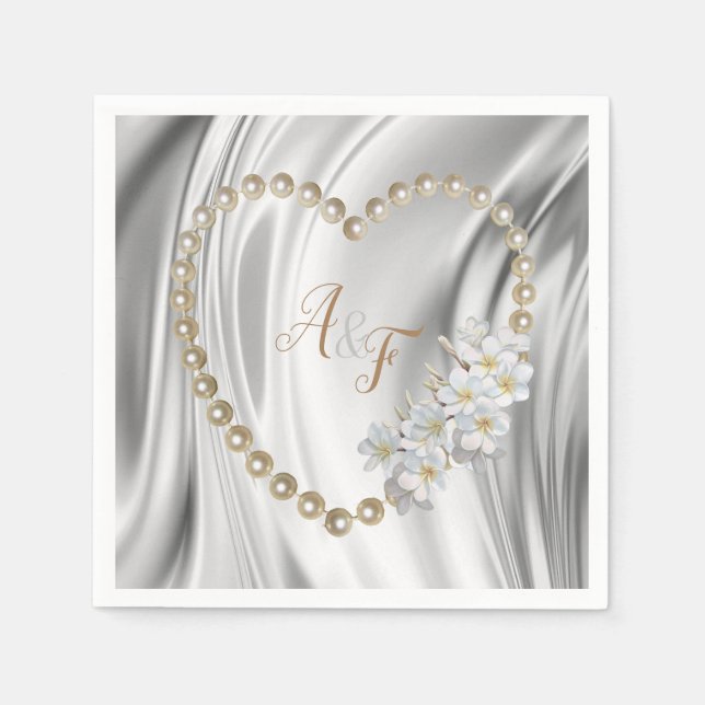 Serviette En Papier Ivoire, Vert, Bleu, Or Serviettes de soie et perle (Devant)