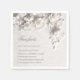 Serviette En Papier Ivory 3D Fleurs Roses Faits Intéressants Mariage 