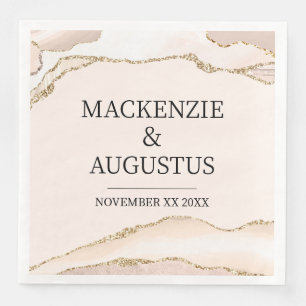 Serviette En Papier Ivory Agate & Gold Parties scintillant mariée et M