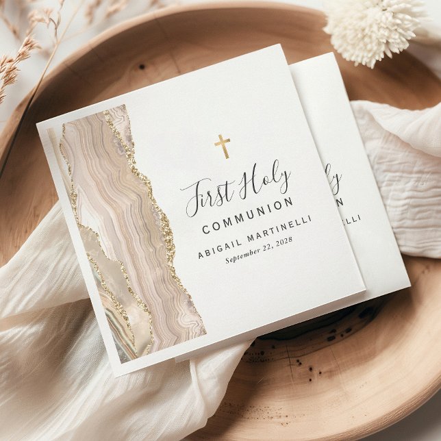 Serviette En Papier Ivory Agate Parties scintillant d'or Première comm (Créateur téléchargé)