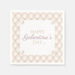 Serviette En Papier Ivory and Gold Galentin’s Day Cocktail Napkin