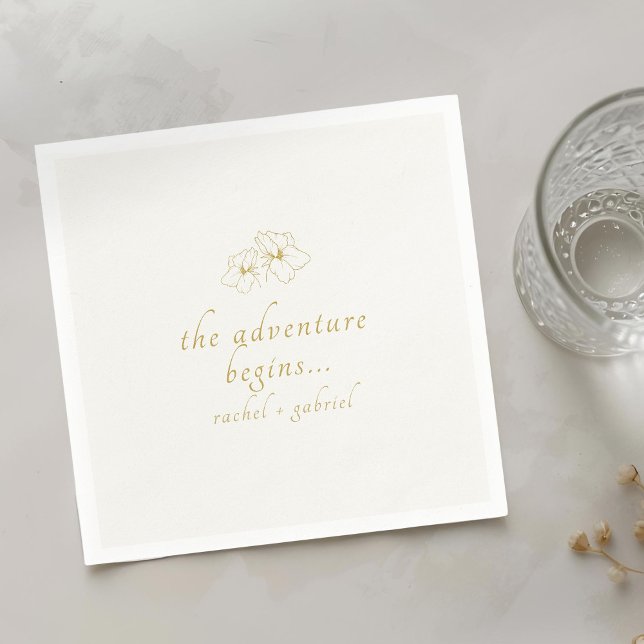 Serviette En Papier Ivory | Chic Faux Gold Wedding  (Créateur téléchargé)