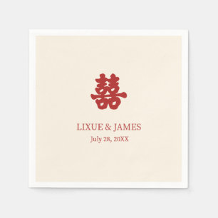 Serviette En Papier Ivory Double Bonheur Chinois calligraphie asiatiqu