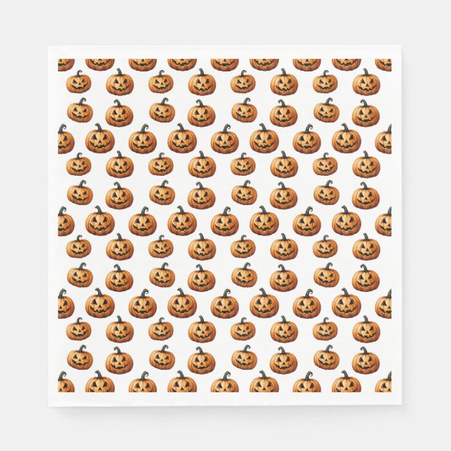 Serviette En Papier Jack O'Lanterns sur blanc (Devant)