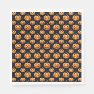 Serviette En Papier Jack o'Lanterns sur l'Halloween noir