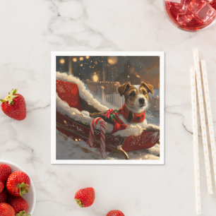 Serviette En Papier Jack Russell Chien Festive de Noël