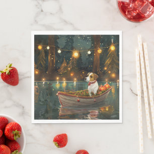 Serviette En Papier Jack Russell Christmas Festive Voyage