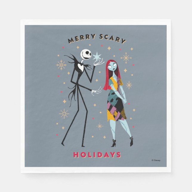 Serviette En Papier Jack & Sally | Joyeux congés de peur (Devant)