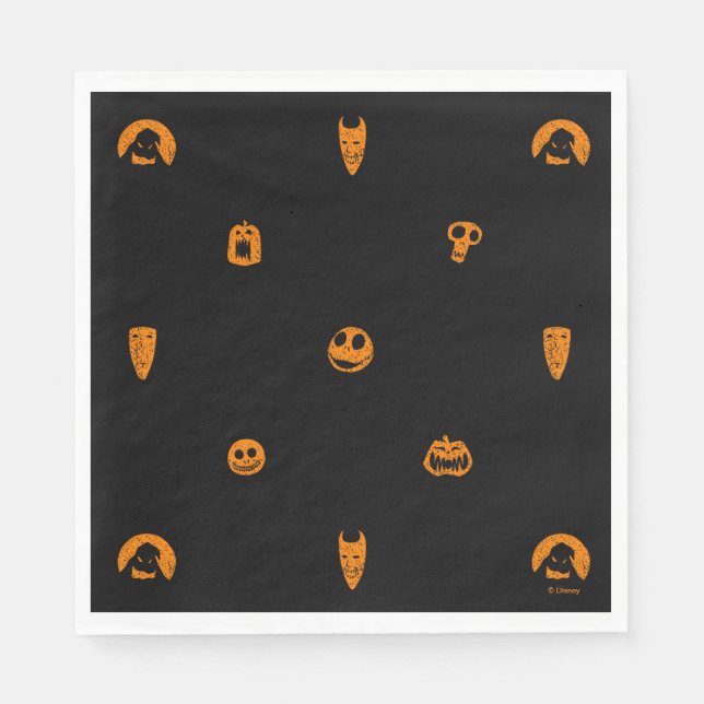 Serviette En Papier Jack Skellington Black & Orange Polka Dot Pattern (Devant)