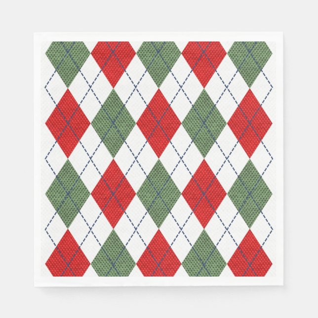 Serviette En Papier Jacquard de Noël aux couleurs des vacances (Devant)