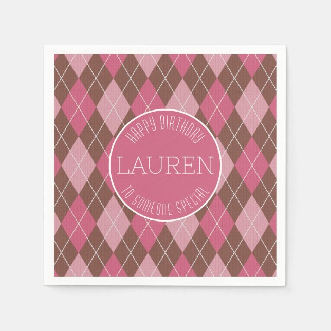 Serviette En Papier Jacquard Golf Motif - Rose / Brown Golfeur élégant (Devant)