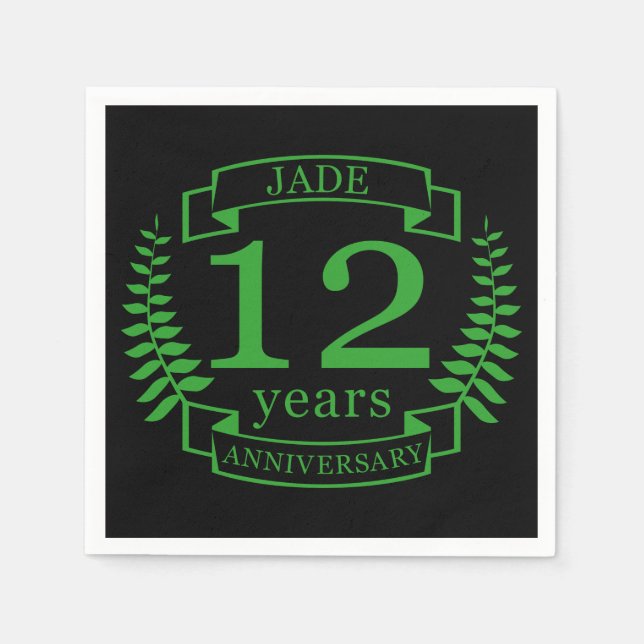 Serviette En Papier Jade Gemstone mariage anniversaire 12 ans (Devant)
