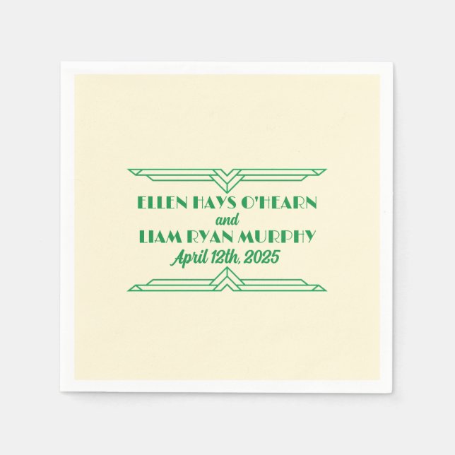 Serviette En Papier Jade on Beige Mariage Cocktail 1920 (Devant)