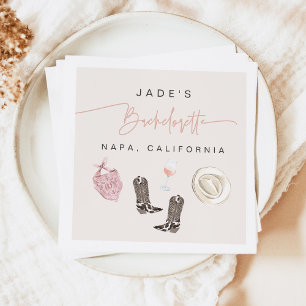 Serviette En Papier JADE Wine Cowgirl Pays Bachelorette Itinéraire