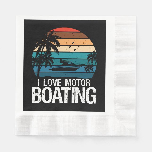 Serviette En Papier J'adore le pilotage de bateau à moteur  (Devant)