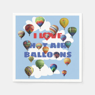 Serviette En Papier J'adore les ballons à air chaud avec des nuages de